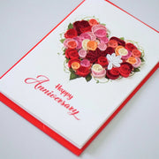 Floral Heart Anniversary Quilled Greeting Card
