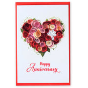 Floral Heart Anniversary Quilled Greeting Card