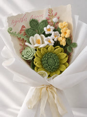 Green Sunflower with Lily and Freesia Bouquet