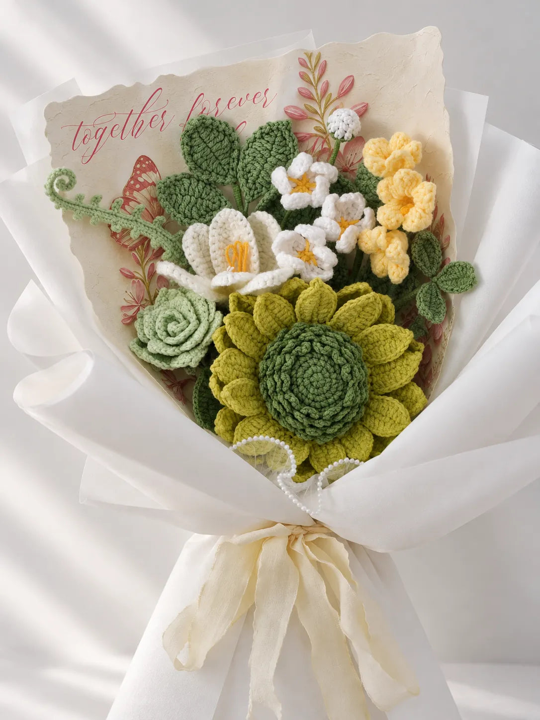Green Sunflower with Lily and Freesia Bouquet