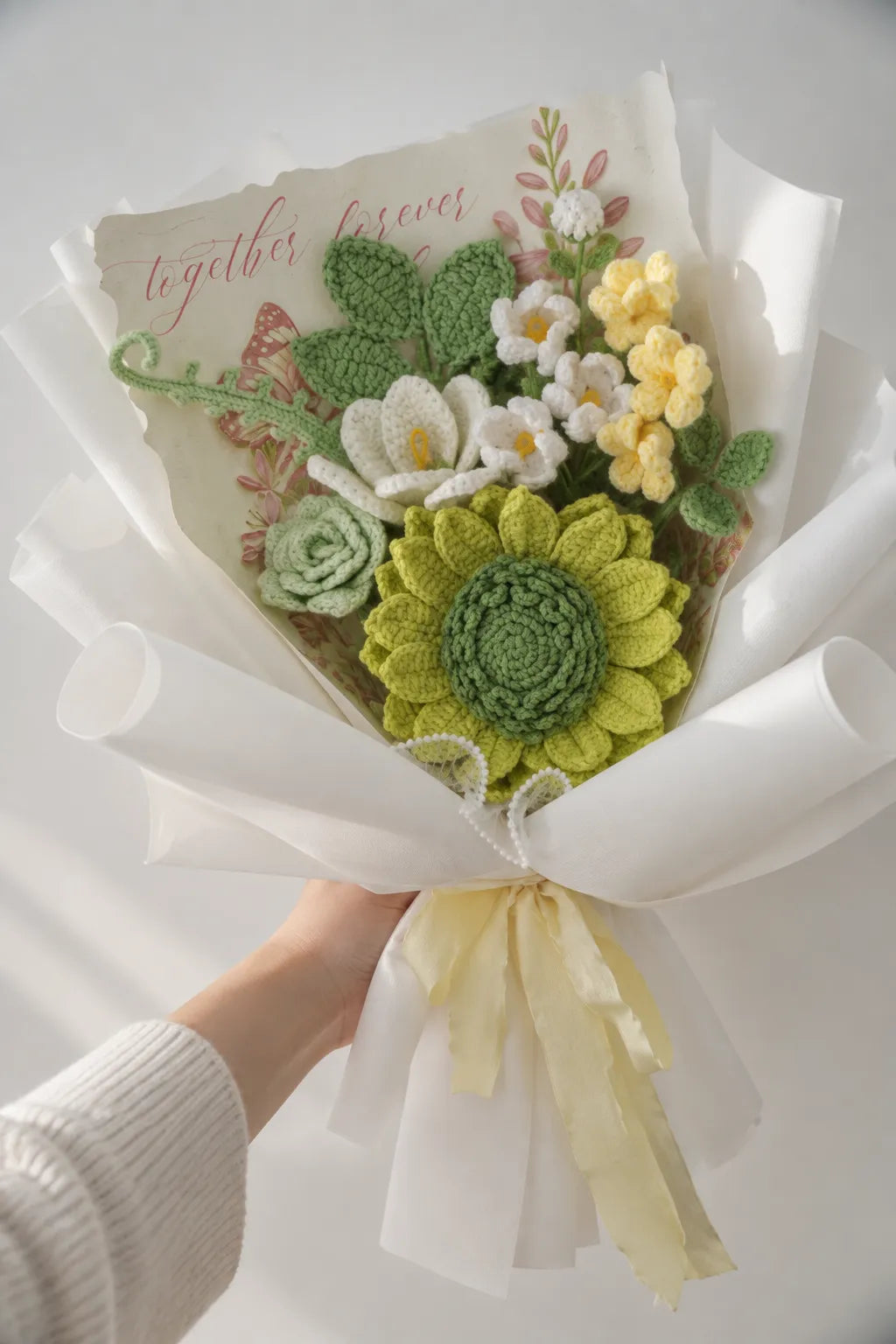 Green Sunflower with Lily and Freesia Bouquet