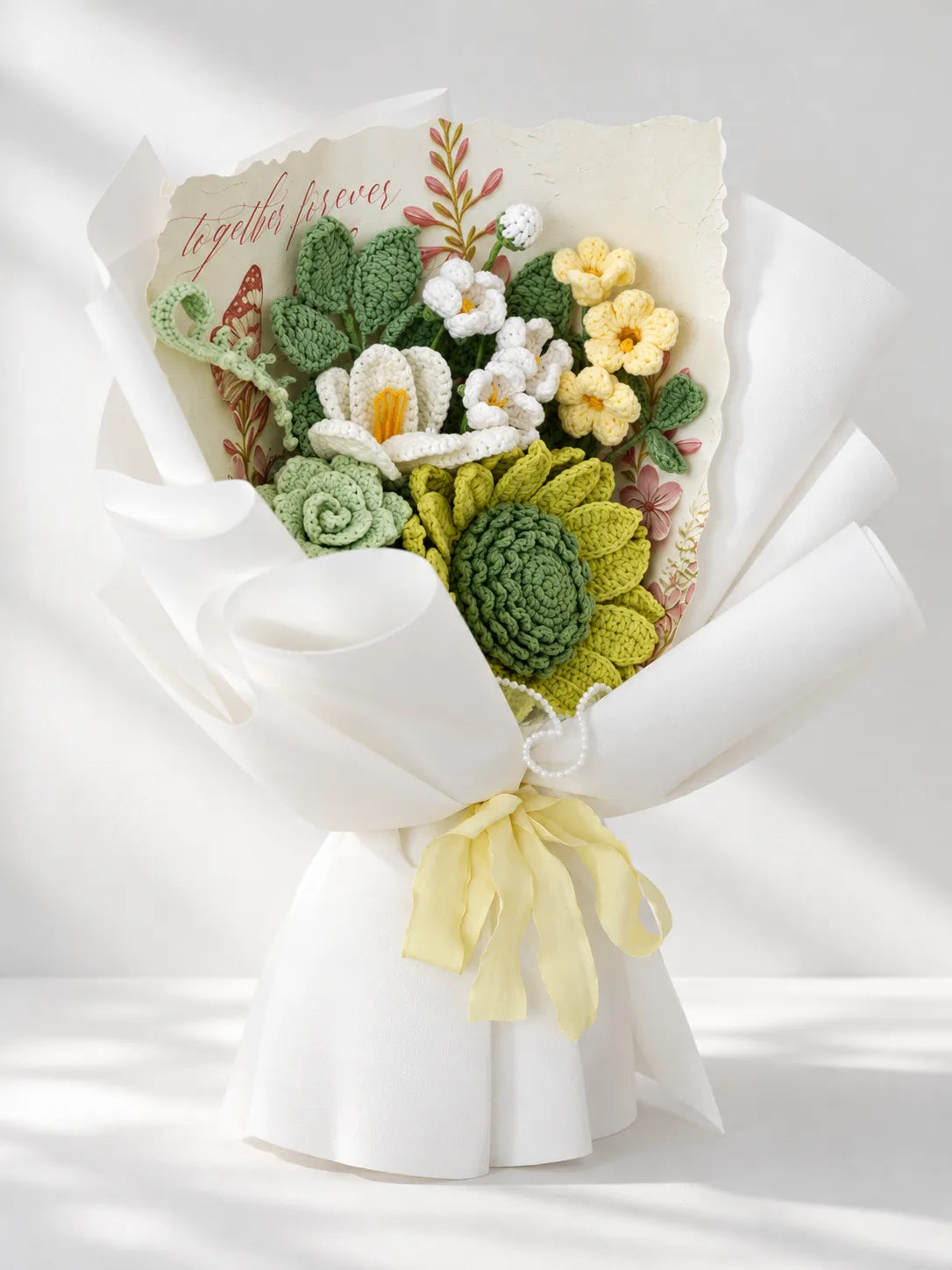 Green Sunflower with Lily and Freesia Bouquet