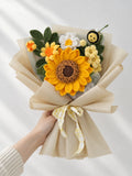 Orange Sunflower with Daisy and Freesia Bouquet