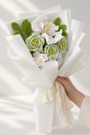 White Lily and Green Rose Bouquet
