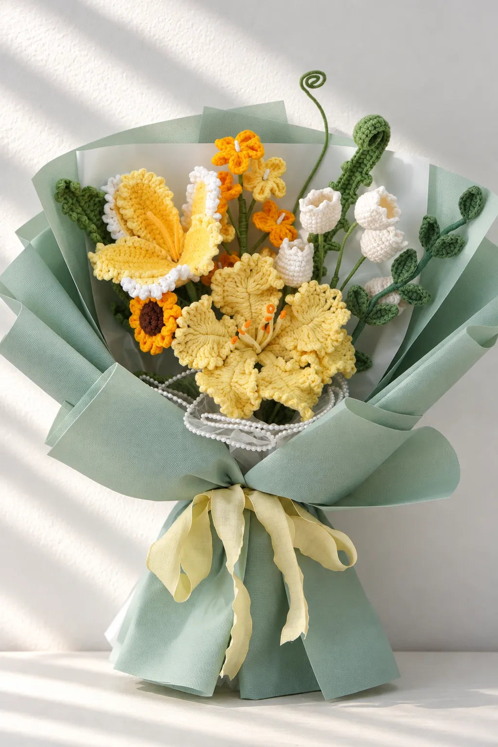 Yellow Lily with Orchid and Freesia Bouquet