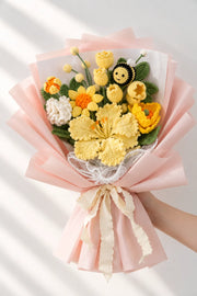 Yellow Lily with Tulip and Poppy Bouquet