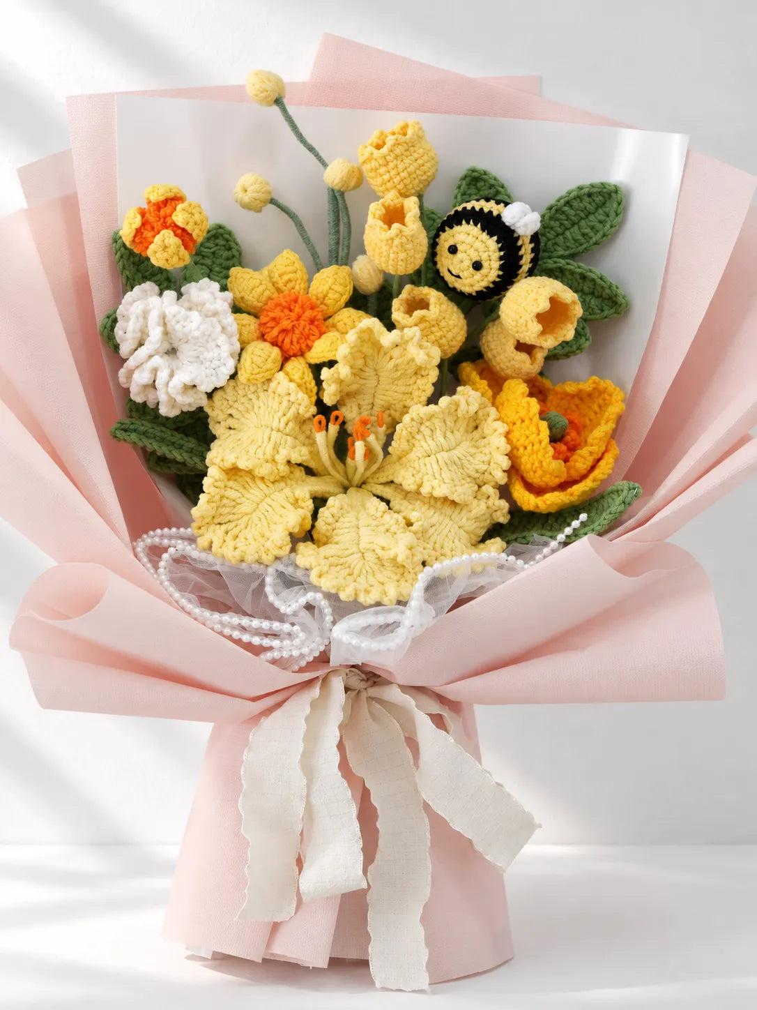 Yellow Lily with Tulip and Poppy Bouquet