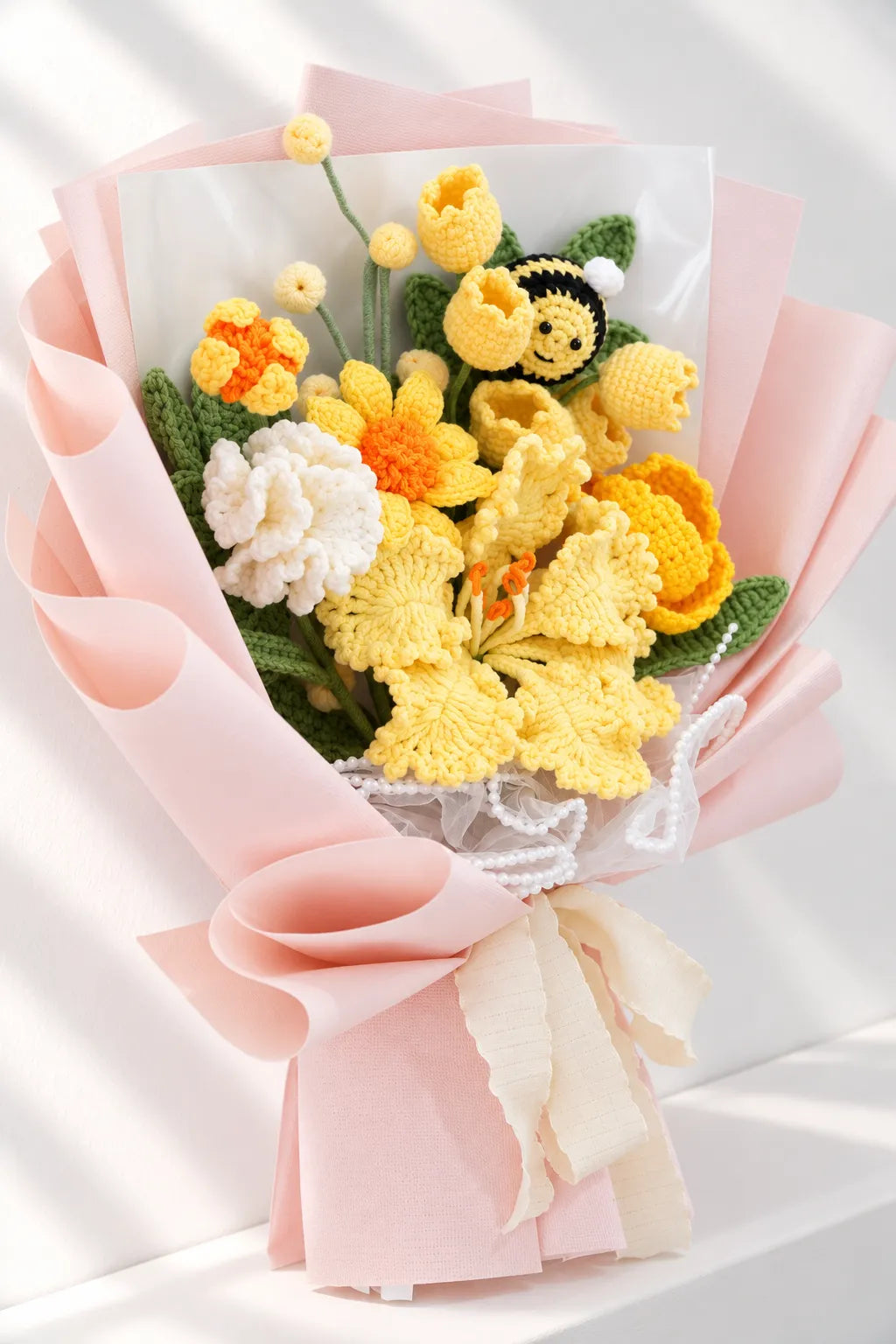 Yellow Lily with Tulip and Poppy Bouquet