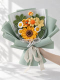 Yellow Sunflower with Daisy and Poppy Bouquet