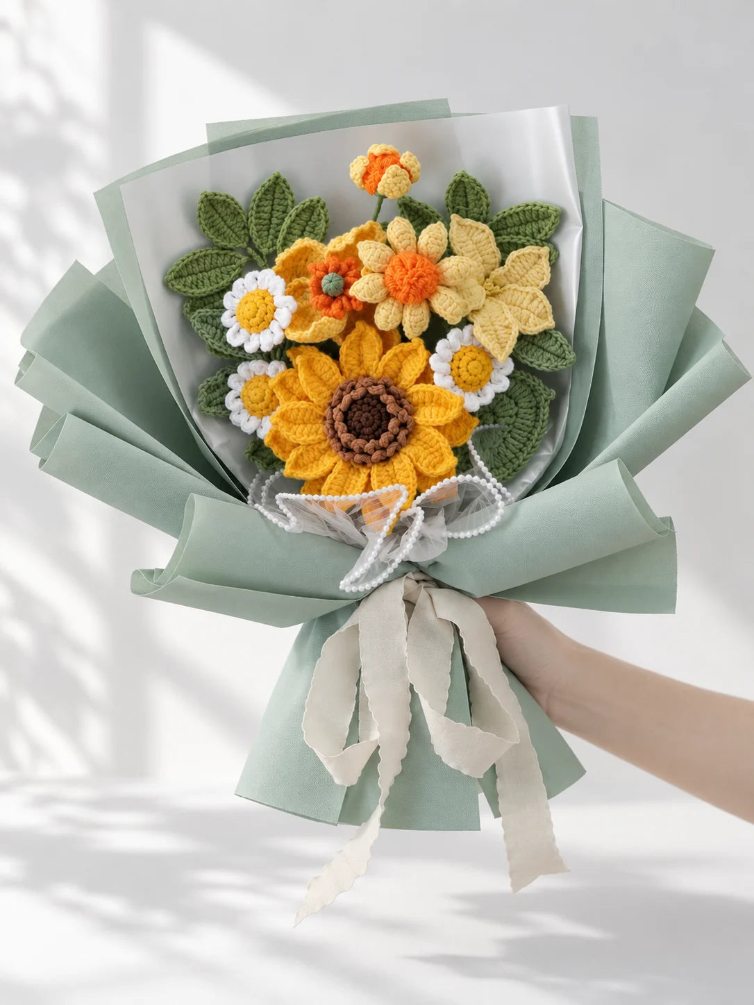 Yellow Sunflower with Daisy and Poppy Bouquet