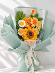 Yellow Sunflower with Daisy and Poppy Bouquet